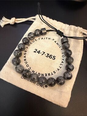 Origami Owl Gray Marbled Bead Adjustable Bracelet